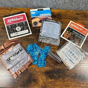 D'Addario Guitar Strings Bundle EXP16 EJ15 PL009-5 Chrome Slide Blue Picks